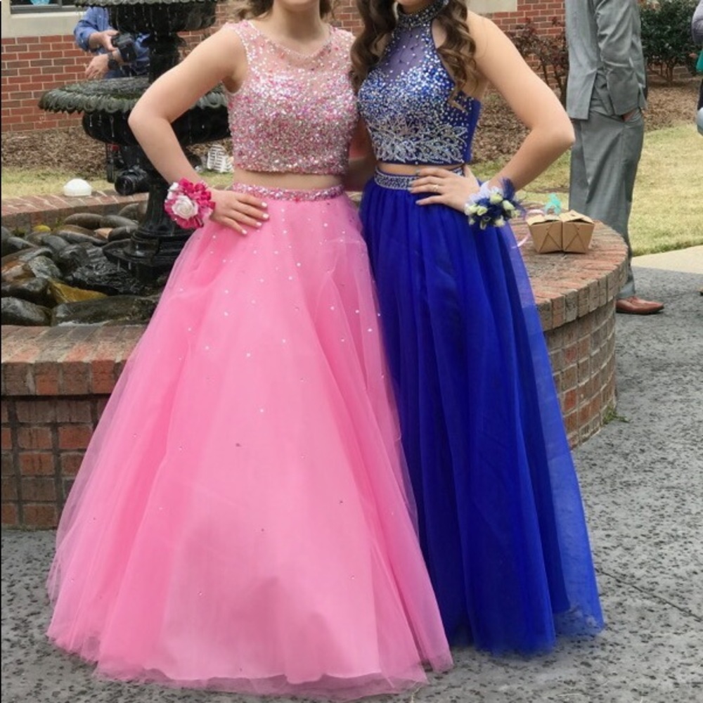 Pink Two Piece Prom Dress